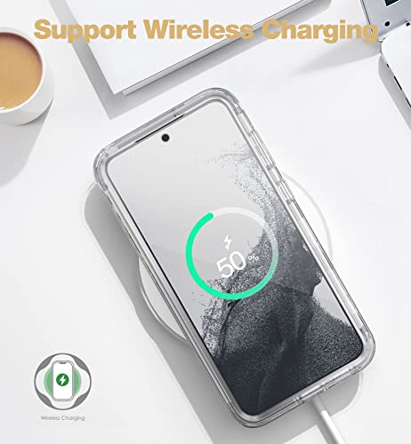 SURITCH for Samsung Galaxy S23 Plus Case, [Built-in Screen Protector] [Dual-Layer Protection ] Full Protection Shockproof Rugged Bumper Phone Cover for Samsung S23 Plus 6.6 Inch - White Calla Lily - color: White Calla Lily