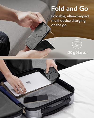 ESR 3 in 1 Charging Station, Foldable MagSafe Charger Stand for iPhone - color: Black