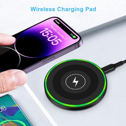 Samsung Wireless Charger Android Charger Fast Charging Pad Wireless Phone Charger Android Charging Station Mat for Samsung Galaxy S25 Ultra S25 Edge S24 S23 S22 S21, iPhone 17 Pro Max Air 16e 15 14 13