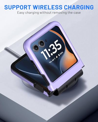 Hinge Protection for Motorola Razr 2026/2025/2024 Case (Purple) | TPU bumper & hard PC, raised camera edges, shockproof, slim, lightweight, dual-layer cover, wireless charging compatible - color: Purple