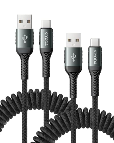 USB to USB C Cable [2Pack 3FT] Coiled USB C Cable Fast Charging 60W-Black - color: Black, size: 3FT - 2Pack, style: USB A to USB C