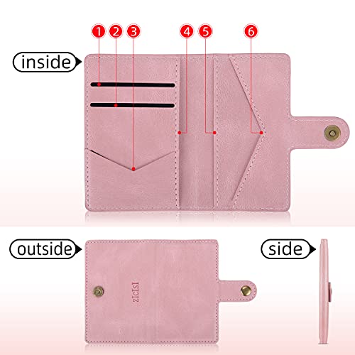 Magnetic Wallet with 5 Card Holders Compatible with MagSafe for iPhone 17/16/15/14 Pro Max/14 Pro/14 Plus/13/12 Series with RFID Protected,Vegan Leather,Pink - color: Pink