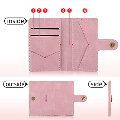 Magnetic Wallet with 5 Card Holders Compatible with MagSafe for iPhone 17/16/15/14 Pro Max/14 Pro/14 Plus/13/12 Series with RFID Protected,Vegan Leather,Pink - color: Pink