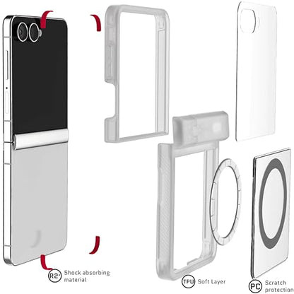 Ghostek Covert Clear Galaxy Z Flip 7 Case with Built-in Kickstand, MagSafe and Full Hinge Protection Designed for 2025 Samsung Galaxy Flip7 (6.9") (Clear) - color: Clear, size: Galaxy Z Flip 7