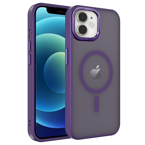 Magnetic iPhone 12/12Pro case,Compatible with Magsafe, Military-Grade Protection,Slim Translucent Matte Shockproof with Anti-Scratch Anti-Fingerprint Phone Cover (deep purple, iPhone 12/12Pro) - color: Deep Purple, size: iPhone 12/12Pro