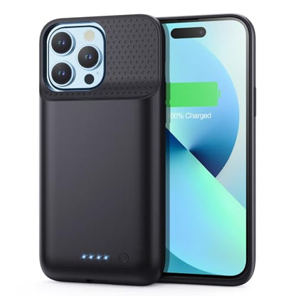 Battery Charging Case for iPhone 12Pro Max/13Pro Max/14Pro Max/14Plus (6.7 Inch), Powerful 8600mAh Portable Rechargeable Charger Cover for iPhone 14ProMax/14Plus/13Promax/12Promax Battery Case-Black - color: Black