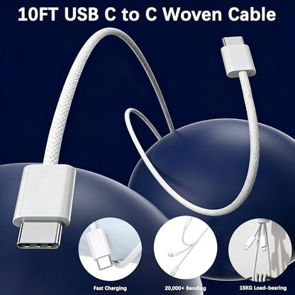 iPhone 17 Charger Fast Charging, [Apple MFi Certified] 2Pack Long 10FT USB C to C Woven Cable Cord Quick iPhone Charger Block for Apple i-Phone 17 Pro Max/17e/Air/16 Pro/15/iPad - size: 10FT