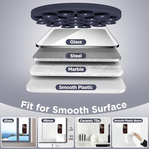 Magnetic Suction Cup Phone Mount with MagSafe, Silicone Hands-Free Grip Holder for iPhone Case and Android, Mirror Shower Phone Stand for Makeup FaceTime Gym Kitchen Bathroom, Midnight Blue - color: Midnight Blue