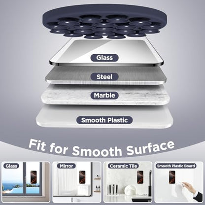 Magnetic Suction Cup Phone Mount with MagSafe, Silicone Hands-Free Grip Holder for iPhone Case and Android, Mirror Shower Phone Stand for Makeup FaceTime Gym Kitchen Bathroom, Midnight Blue - color: Midnight Blue