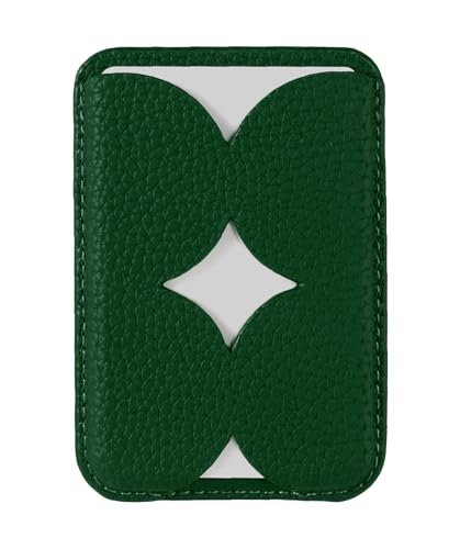 Luner - Magnetic Leather Card Wallet Compatible with Magsafe - [for iPhone 17, 16, 15, 14, 13, 12 series] - [Holds 2 cards] - [Made of Vegan Leather] - Dark Green - color: Leafy Green, style: Classic