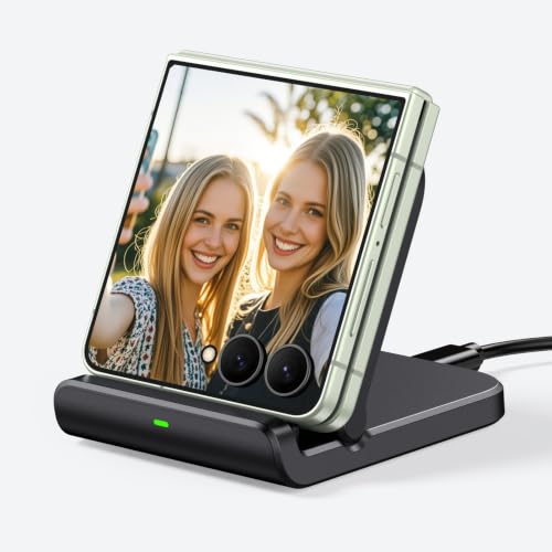 Foldable Wireless Charging Stand for Galaxy Z Flip 8 & Moto Razr Series - color: Black