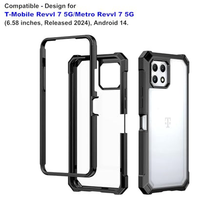 Ailiber for T-Mobile REVVL 7 5G Case, REVVL 7 5G Clear Case with Screen Protector, Dual Layer Shockproof Bumper, Transparent Anti Yellowing, Military Grade Protection Cell Phone Cover-Black - color: Crystal Clear & Black