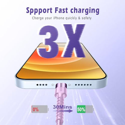 Exeric 3Pack 3FT Nylon Braided USB C to Lightning Cable, Fast Charger