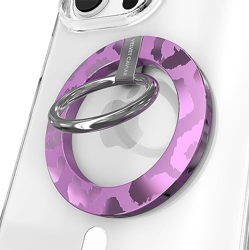 VELVET CAVIAR Compatible with MagSafe Phone Grip - Magnetic Ring Holder with Adjustable Stand - Removable MagSafe Accessories for iPhone 16, 15, 14, 13, 12 (Amethyst Purple Leopard) - color: Amethyst Purple Leopard