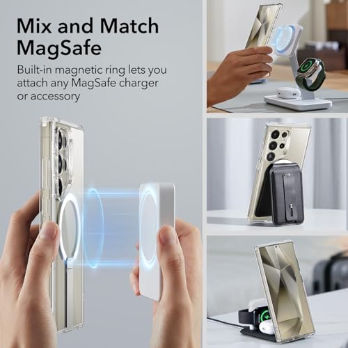 ESR for Samsung Galaxy S24 Ultra Magsafe Case with Kickstand, Wireless Charging Compatible with Magnetic, 3 Stand Modes, Military-Grade Protection, Shockproof Case Slim Fit for S24 Ultra, Clear - color: Magsafe Boost-Clear