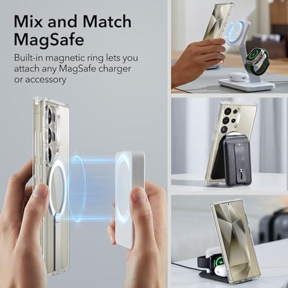 ESR for Samsung Galaxy S24 Ultra Magsafe Case with Kickstand, Wireless Charging Compatible with Magnetic, 3 Stand Modes, Military-Grade Protection, Shockproof Case Slim Fit for S24 Ultra, Clear - color: Magsafe Boost-Clear