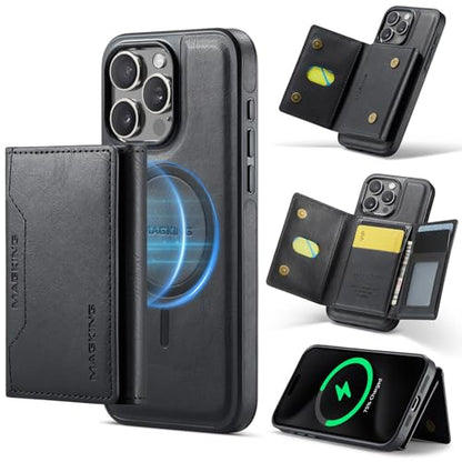 K2 2 in 1 Detachable Magnetic Phone Cases Compatible with iPhone 16 Pro Max Case with Card Holder RFID Blocking, Compatible with Magsafe Wallet, Leather 6.9'' (Black, iPhone 15 Pro Max) - color: Black, size: iPhone 15 Pro Max