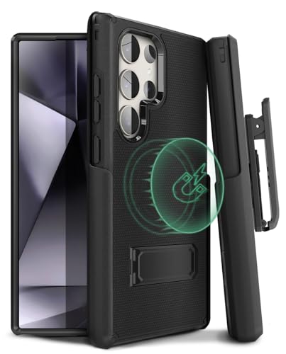 MOTIVE for Samsung Galaxy S24 Ultra Case with Belt Clip and Stand | 6.8" | Case & Holster, MagSafe compatible, built-in Kickstand Horizontal, 360° rotating belt clip, slim low-profile fit - size: s24 Ultra