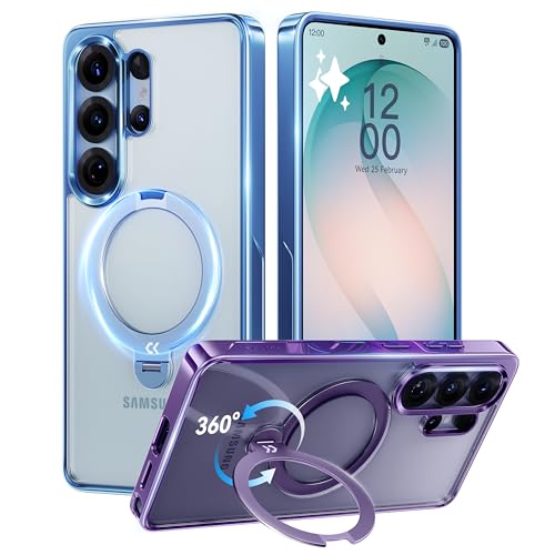 CASEKOO Glossy Blue 26U Case with 360 Spin Magnetic Stand, Fit for MagSafe | 360 Spin Magnetic Stand, Fit for MagSafe, 18FT MIL-STD Protection, Invisible Ring Holder Phone Case - color: Sky Blue