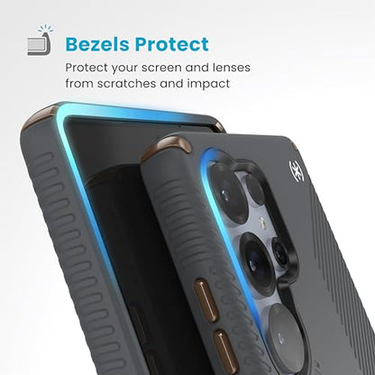 Speck Samsung Galaxy S25 Ultra Case - Magnet Case, 13-Foot Drop Protection, No-Slip Grips - Samsung S25 Ultra Case Magsafe - Raised Bezel and Enhanced Buttons - Presidio 2 Grip(Pack of 1) - color: Charcoal Grey/Cool Bronze, size: Galaxy S25 Ultra