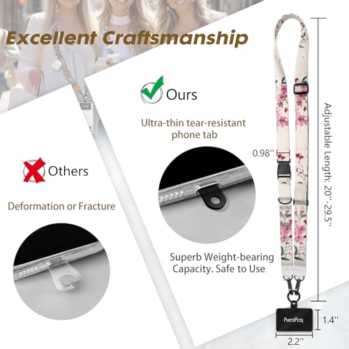 Icycay Phone Lanyard Crossbody Strap Neck Adjustable Teacher Women Flower - color: Bloom Flower
