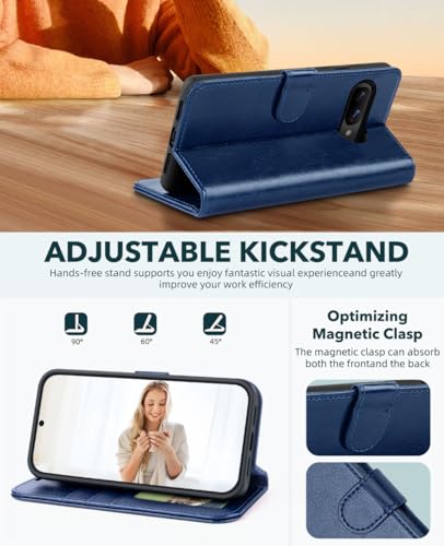 OCASE Compatible with Google Pixel 10a Wallet Case, PU Leather Flip Folio Case with Card Holders RFID Blocking Kickstand [Shockproof TPU Inner Shell] Phone Cover 2026, Blue - color: Blue