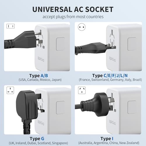 Epicka 70W GaN PD Universal Travel Adapter, 3USB-C/2USB-A - style: 70W-5USB(3 USB-C) White
