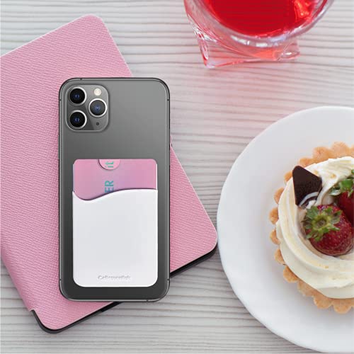 USA Merchant Redesigned Card Holder - Silicone Stick on Cell Phone Wallet with Pocket for Credit Card ID Business Card - iPhone Android & Smartphones (White) - color: White