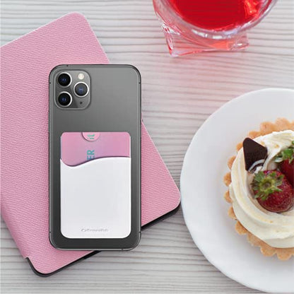 USA Merchant Redesigned Card Holder - Silicone Stick on Cell Phone Wallet with Pocket for Credit Card ID Business Card - iPhone Android & Smartphones (White) - color: White