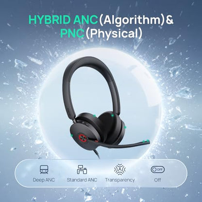 Yealink UH48 ANC Wired USB-C/A Headset, 6 AI Noise-Canceling Microphones - color: USB-C/A (UC)