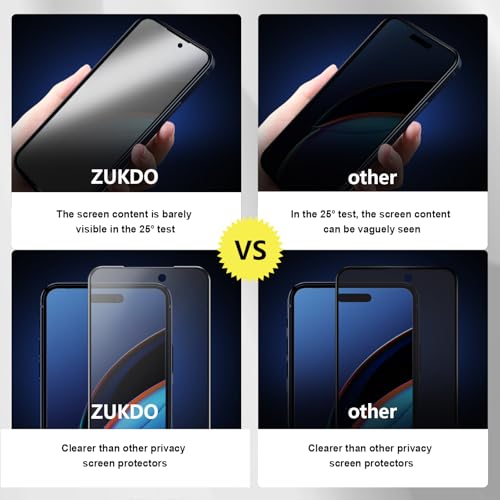 2 Pack for iPhone 17 Pro 6.3" Matte Privacy Screen Protector Anti-glare Anti-spy Tempered Glass Film Anti-fingerprint Easy Installation - size: iPhone 17 Pro