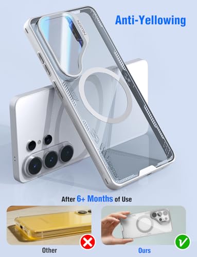 Nillkin Magnetic Case for Samsung Galaxy S26 Ultra, [2-in-1 Lens Cover & Hidden Kickstand] [MagSafe Compatible & Anti-Yellowing] Shockproof S26 Ultra Translucent Slim Case for Men Women, Clear Gray - color: Clear Gray
