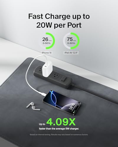 Belkin 40W Dual USB C Charger Block, Fast Charging for Travel - style: 1-Pack
