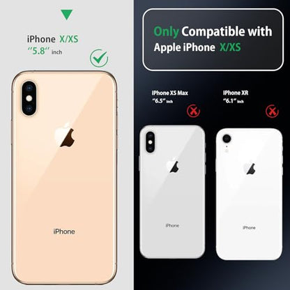 for iPhone Xs Case and iPhone X Case Compatible with Magnetic | With Ring Holder,Transparent Hard PC,Rotated Ring Holder Kickstand Phone Case 5.8in,Black JUS12-37 - color: Black