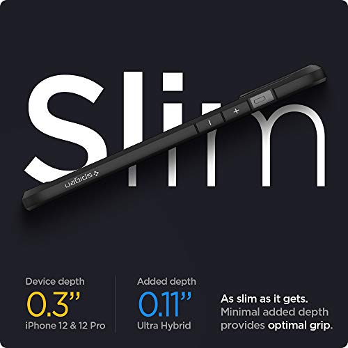 Spigen for iPhone 12/12 Pro Case, Ultra Hybrid [No Magnet Ring][Anti-Yellowing] - Matte Black | Anti-Yellowing Crystal Clarity, Qi Wireless Charge Ready, Patented Air Cushion, MIL-STD-810H Military-Grade Drop Protection - color: Matte Black, size: iPhone