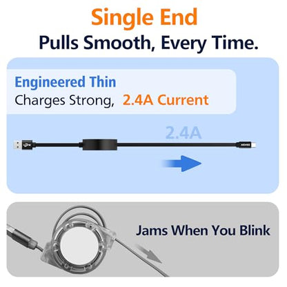 AGVEE 1ft Fixed / 2.3ft Extend Single-End Retractable USB C Cable - size: 1ft Fixed / 2.3ft Extend