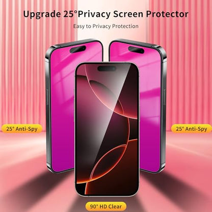 Privacy Screen Protector for iPhone 16 Pro Max 2 Pack (Pink) - color: for iPhone 16 Pro Max (Pink)