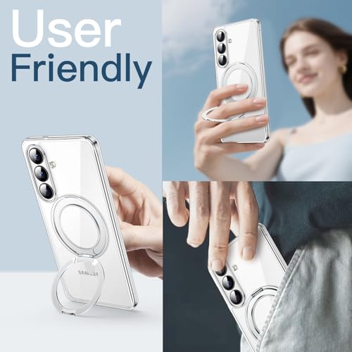 JETech 360° Rotatable Ring Stand Case for Samsung Galaxy S26, Clear | Compatible with MagSafe, Clear Back, Stand & Ring Holder, Shockproof Protection - color: Clear, size: Galaxy S26