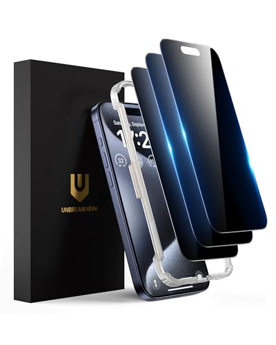 UNBREAKcable Privacy Screen Protector for iPhone 15 Pro Max - 3 Pack - size: iPhone 15 Pro Max