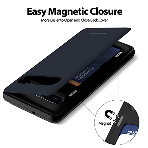 GOOSPERY Magnetic Door Bumper Compatible with Galaxy S10 5G, Card Holder Wallet Case Easy Magnet Auto Closing Protective Dual Layer Sturdy Phone Back Cover - Midnight Blue - color: Navy, size: Galaxy S10 5G