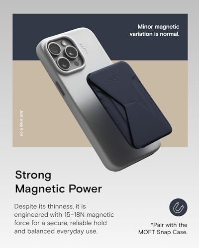 MOFT Magnetic Wallet Stand Compatible with iPhone 17/16/15/14/13/12 Series, Angle Adjustment & Magsafe Compatible MOVAS Phone Stand,Navy Blue - color: Navy Blue, size: Standard