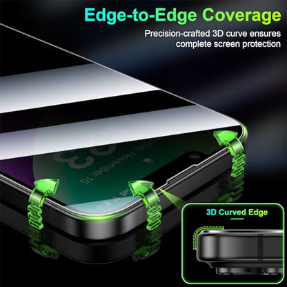 Esanik [2-Pack for iPhone 14 Plus/13 Pro Max 360° Privacy Screen Protector - 4-Way Anti-Spy Tempered Glass,Shatterproof, Anti-Peep, Scratch Resistant,Easy Installation Frame Included