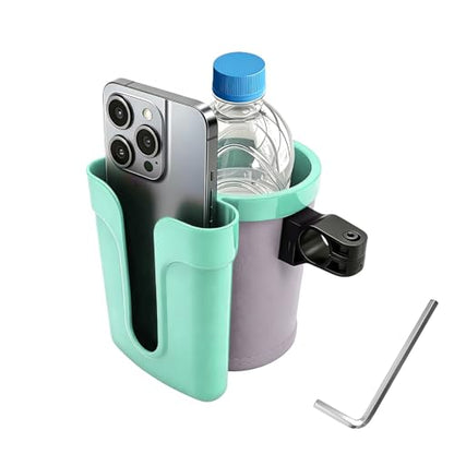 Bike Cup Holder, Bicycle Handlebar Water Bottle Holders with Cell Phone Keys Holder, Universal Drink Bottle Cage for Bike Motorcycle Scooter Stroller Walker Wheelchair (Green & Gray) - color: Green & Gray