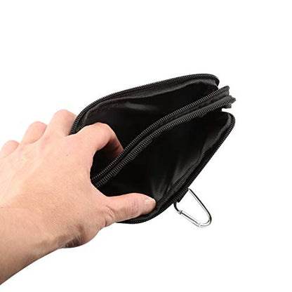 Horizontal Cell Phone Waist Bag Men Black, Waterproof Cell Phone Holder, 5.2"Multifunction Smartphone Belt Clip Holster Nylon Small Outdoor Sport Case Slot Travel Wallet Belt Bag Purse Handbag - color: Black