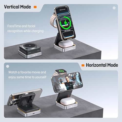 25W Fast Wireless Charging Station, Travel Charger for iPhone 18 Pro Max - color: BLACK