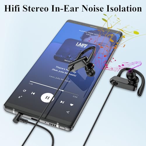 Wired Earbuds 3.5mm 90 Degree Angled Plug EarHook Sport Over Ear Headphones