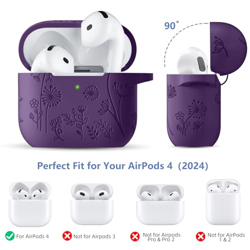 Lerobo for AirPods 5 AirPods 4 Case with Cleaner Kit & Keychain, Purple - color: A-Purple, size: AirPods 5&4