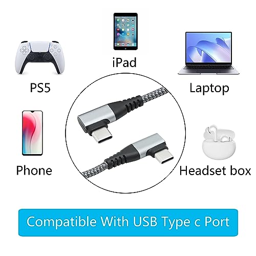 90 Degree USB C Power Data Cable 9FT, 60W PD Fast Charging & 480Mbps Data - style: Gray - 3M/9FT