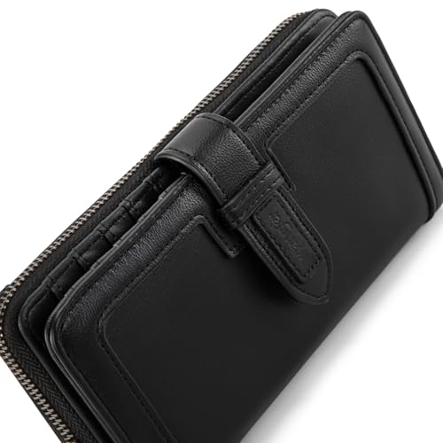 X Wrangler Women's Wallets Bifold Wristlet Wallets for Women Large Capacity Credit Card Wallet with ID Window - color: Black