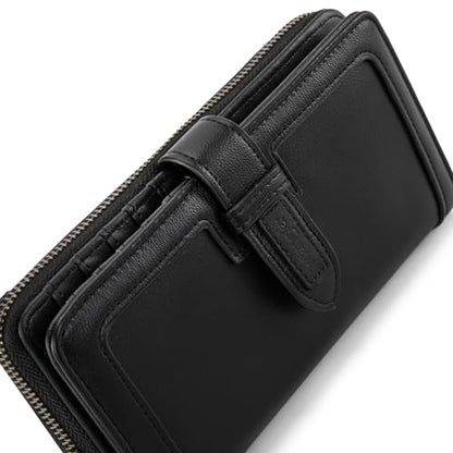 X Wrangler Women's Wallets Bifold Wristlet Wallets for Women Large Capacity Credit Card Wallet with ID Window - color: Black